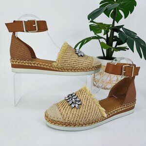 Crown Women's Vintage Bonfire 3 Brown Woven Embellished Size 8M